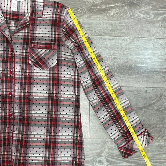 Victoria’s Secret Button Front Sleep Shirt Nightgown Plaid Polka Dot M - Picture 8 of 16